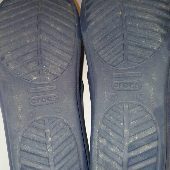 Crocs Sanrah Beveled Circle Slide Sandal Women's Size 10 Navy Blue/Silver - Picture 10 of 13